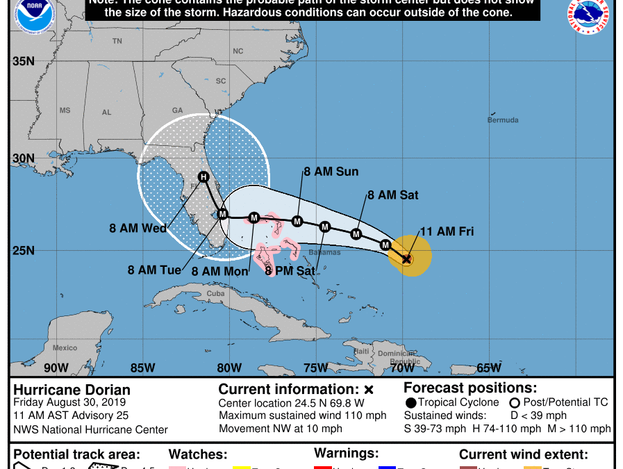 Hurricane Dorian – Florida Residents Be Prepared For Extreme Conditions